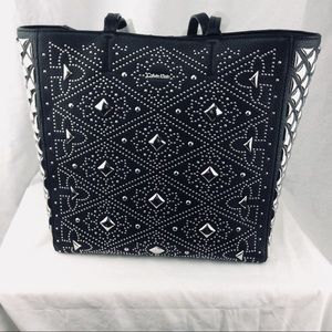 Calvin Klein Black Leather Studded tote